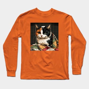 Calico Cat on a Quilt Long Sleeve T-Shirt